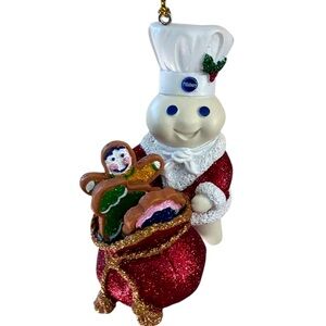 Vintage Danbury Mint Pillsbury Doughboy Glitter Holiday Christmas Ornament